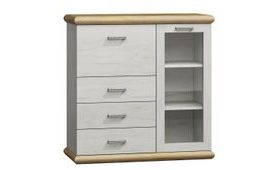 Komoda s vitrínou KORA K8 divoký dub/bílá