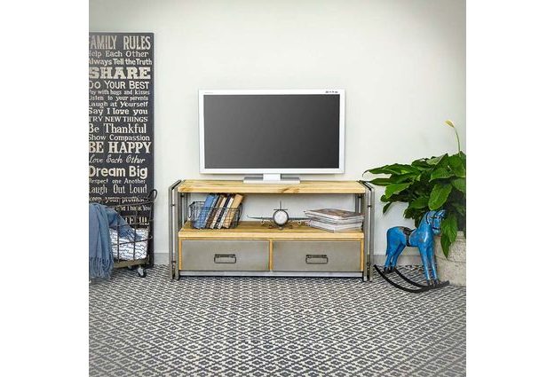 TV stolek Steel wood se dvěma šuplíky