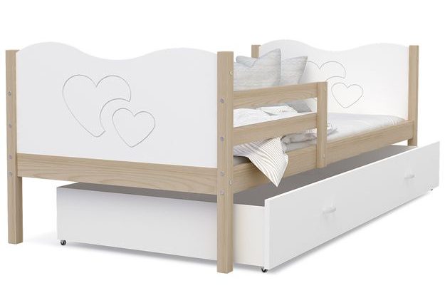 Stylová postel Max P 90x200 cm se srdíčkem, vláčkem nebo motýlkem na čele