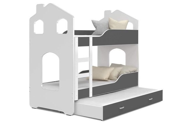 Patrová postel Domek Dominik 3 s přistýlkou 190 x 80 cm + rošt ZDARMA