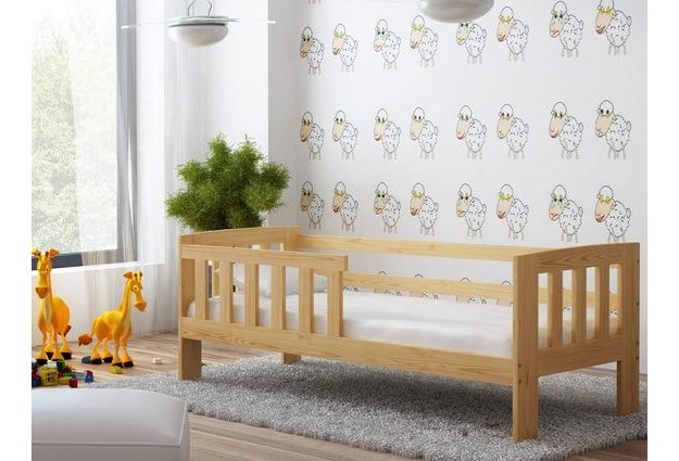 Set dřevěná dětská postel Ala 160x70 se zábranou+matrace + rošt ZDARMA