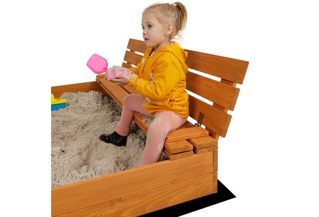 Impregnované dřevěné pískoviště Sunny 150 cm s lavičkami a víkem