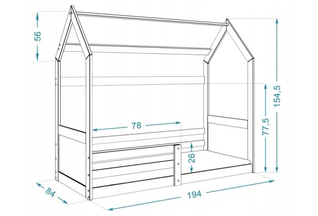 Dětská postel ve tvaru domečku Miki 80x160 cm + rošt
