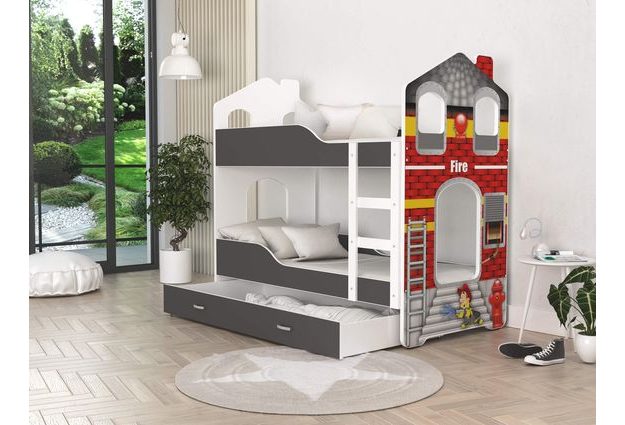 Patrová postel Domek Dominik s šuplíkem 160 x 80 cm + rošt ZDARMA