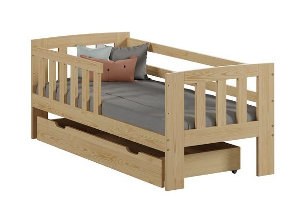Set dřevěná dětská postel Ala 160x70 se zábranou+matrace + rošt ZDARMA