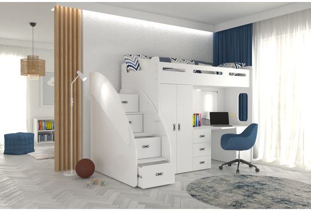 Patrová postel se stolem a skříní Zuzia Plus 80x200 cm + rošt ZDARMA