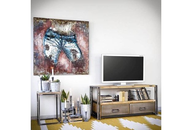 TV stolek Steel wood se dvěma šuplíky