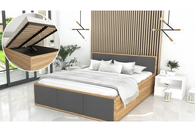 Postel Panama Soft 140 x 200 cm s výklopným roštem a úložným prostorem