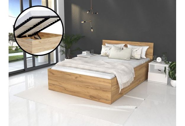 Postel Panama 120 x 200 cm s výklopným roštem a úložným prostorem