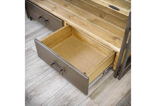 TV stolek Steel wood se dvěma šuplíky