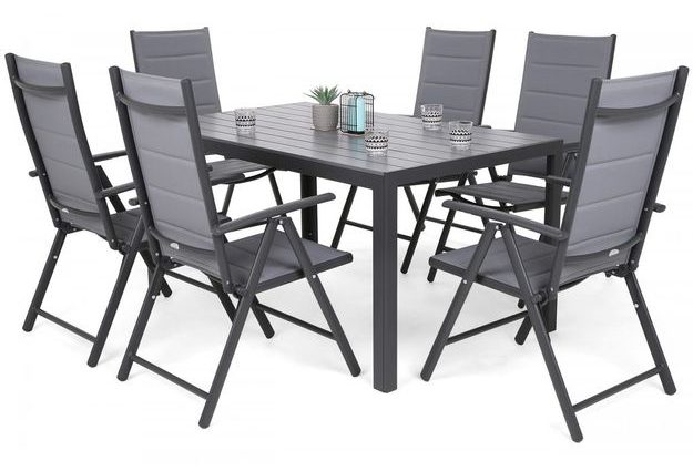 Zahradní set Ibiza se 6 židlemi a stolem 150 cm, šedý