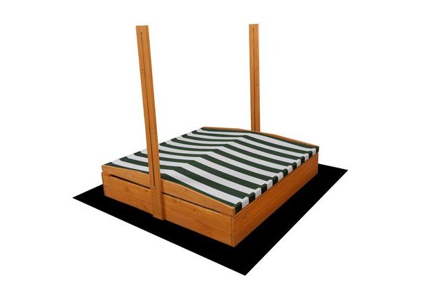 Dřevěné uzavíratelné pískoviště s lavičkami a stříškou, impregnované pro dlouhou životnost a ochranu před nepříznivými povětrnostními vlivy