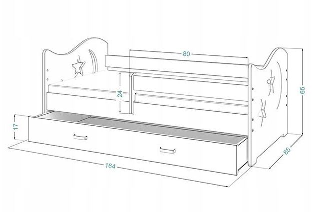 Dětská postel Micky 1 80x160 cm + rošt, hvězdy
