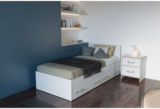Postel Kosmo se šuplíkem 90 x 200 cm, rám z masivního dřeva + rošt v ceně