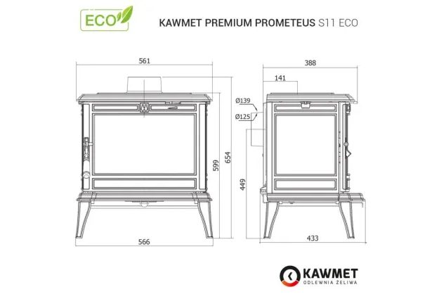Krbová kamna KAWMET Premium PROMETEUS S11 ECO