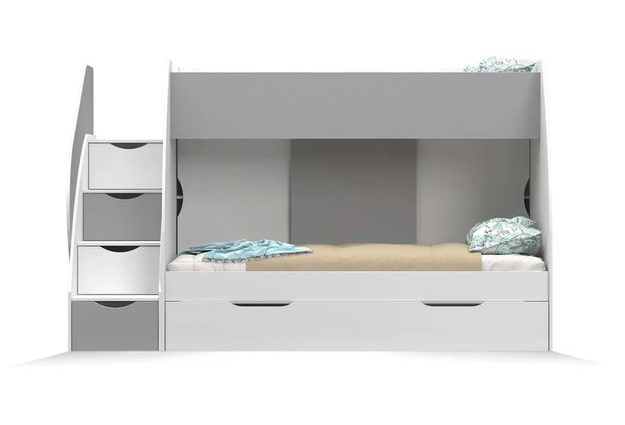 Dvoupatrová postel s úložným prostorem a schody Torfi 80 x 200 cm