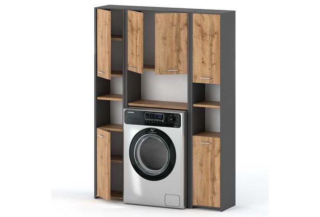 Velká koupelnová sestava s regálem na pračku Stivo 1