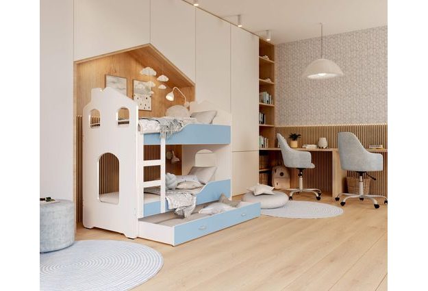 Patrová postel Domek Dominik s šuplíkem 160 x 80 cm + rošt ZDARMA