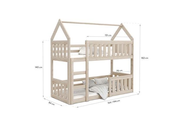 Dětská dvoupatrová postel Domek Mini 80x190 cm - perfektní místo pro odpočinek dětí
