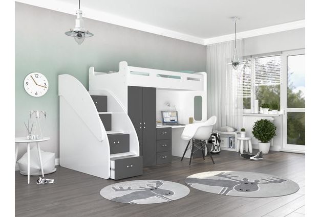 Patrová postel se stolem a skříní Zuzia Plus 80x200 cm + rošt ZDARMA