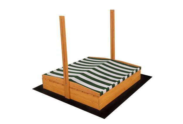 Dřevěné uzavíratelné pískoviště pro děti s lavičkami a stříškou, impregnované pro ochranu před nepříznivými povětrnostními vlivy, ideální na zahradu