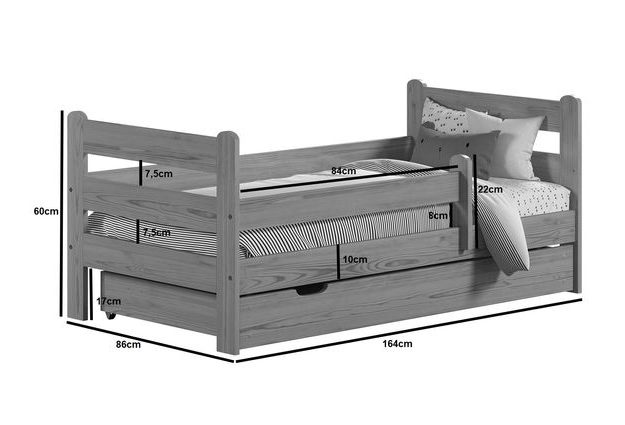 Dětská postel Kasper 80x160 cm s šuplíkem a roštem