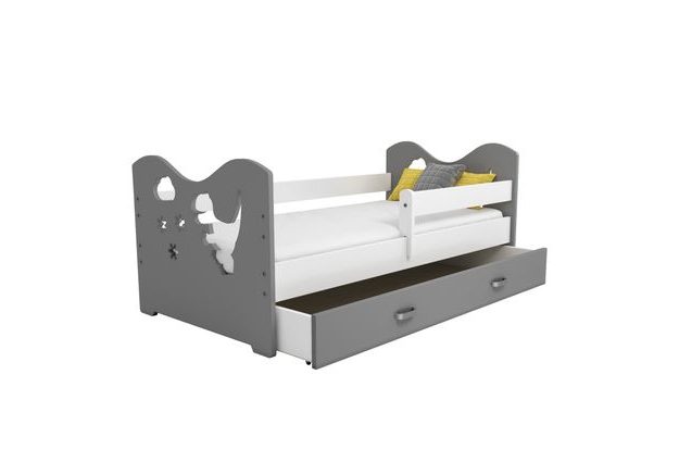 Dětská postel Micky 80x160 cm, dinosaur s roštem a šuplíkem ZDARMA