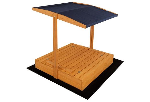 Uzavíratelné pískoviště pro děti s lavičkami a stříškou, impregnované pro ochranu před vlhkostí a zajištění bezpečného hraní na zahradě