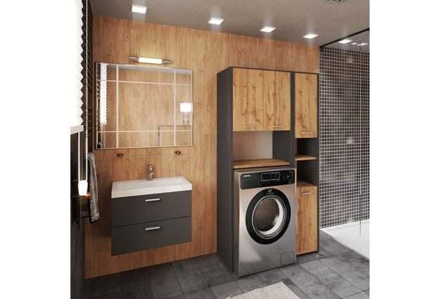 Malá koupelnová sestava s regálem na pračku Stivo 2