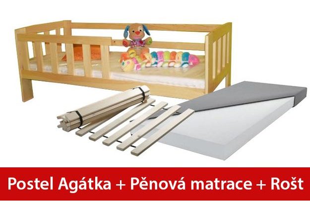 Posteľ AGÁTKA 70 x 160 cm + penový matrac + rošt