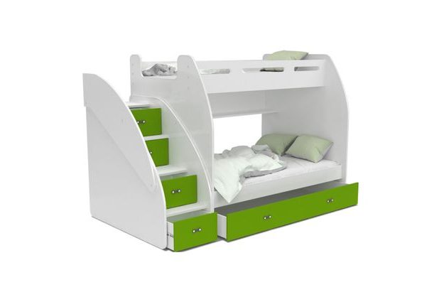 Dvoupatrová postel s úložným prostorem a schody Zuzia 90/120x200 cm + rošt ZDARMA