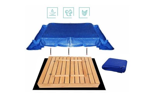 Impregnované dřevěné pískoviště Sunny 150 cm s lavičkami a víkem