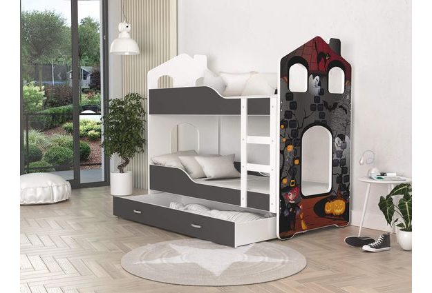 Patrová postel Domek Dominik s šuplíkem 160 x 80 cm + rošt ZDARMA