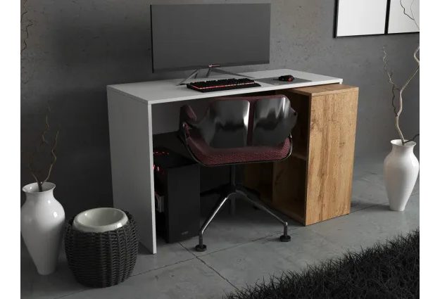 Rohový psací stůl s regálem Stivio