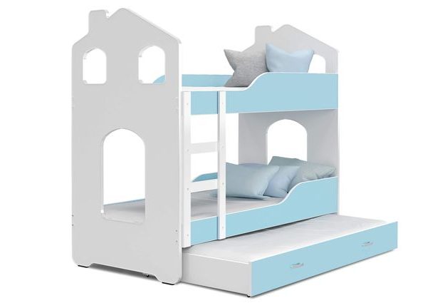 Patrová postel Domek Dominik 3 s přistýlkou 190 x 80 cm + rošt ZDARMA