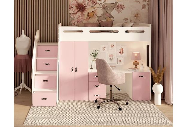 Patrová postel se stolem a skříní Zuzia Plus 80x200 cm + rošt ZDARMA