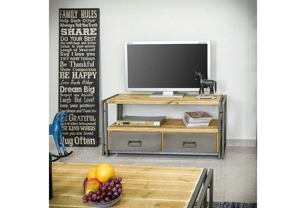TV stolek Steel wood se dvěma šuplíky
