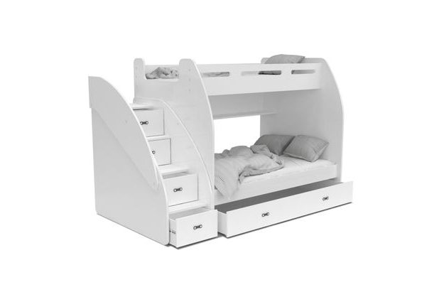 Dvoupatrová postel s úložným prostorem a schody Zuzia 90/120x200 cm + rošt ZDARMA