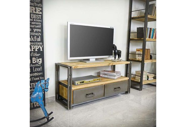 TV stolek Steel wood se dvěma šuplíky