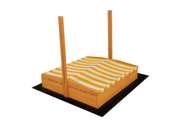 Dřevěné uzavíratelné pískoviště pro děti s lavičkami a stříškou, impregnované pro ochranu před nepříznivými povětrnostními vlivy, ideální na zahradu