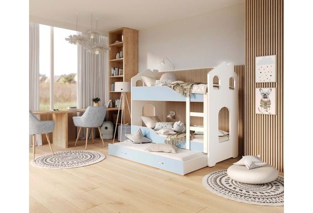 Patrová postel Domek Dominik 3 s přistýlkou 190 x 80 cm + rošt ZDARMA