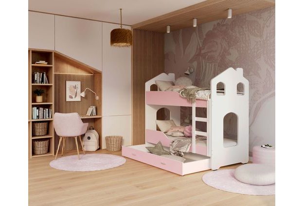 Patrová postel Domek Dominik s šuplíkem 190 x 80 cm + rošt ZDARMA