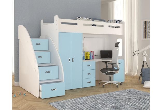 Patrová postel se stolem a skříní Zuzia Plus 80x200 cm + rošt ZDARMA