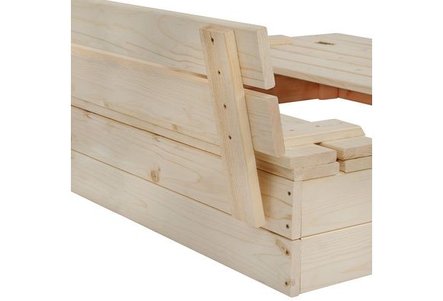 Pískoviště z přírodního dřeva se sklopnými lavičkami sloužícími jako víko