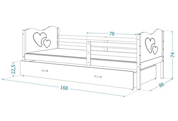 Postel Max P 80x160 cm pro děti s možností volby barvy a vzoru