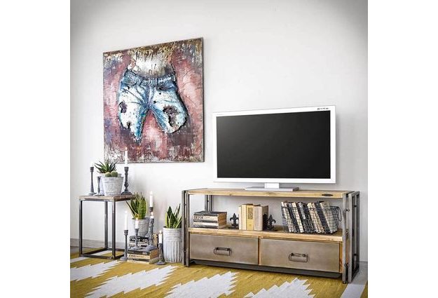 TV stolek Steel wood se dvěma šuplíky