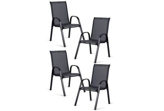 Zahradní křesla Sofia v černé barvě – sada 4 ks Elegantní a pohodlné posezení pro vaši zahradu či terasu
