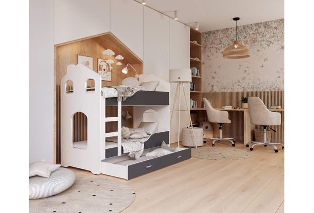 Patrová postel Domek Dominik s šuplíkem 160 x 80 cm + rošt ZDARMA