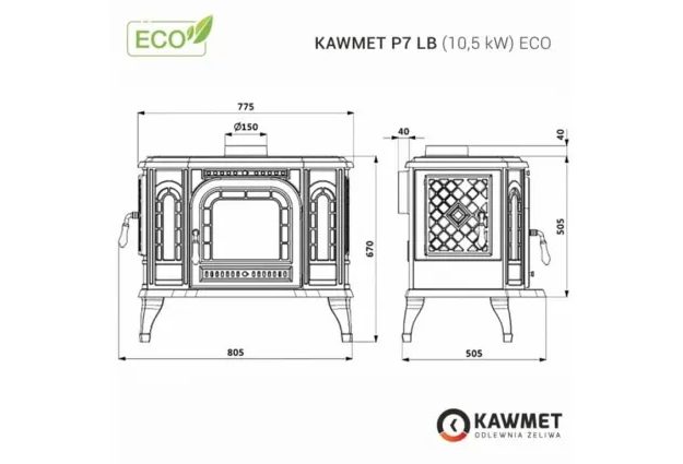 Krbová kamna KAWMET P7 LB/PB