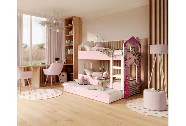 Patrová postel Domek Dominik 3 s přistýlkou 190 x 80 cm + rošt ZDARMA